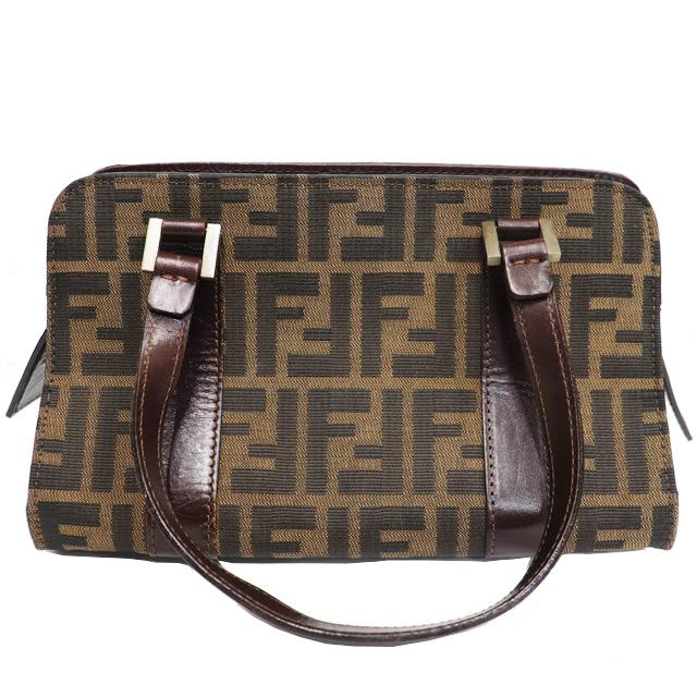 FENDI（フェンディ） ズッカ柄 ミニハンドバッグ キャンバス レザー