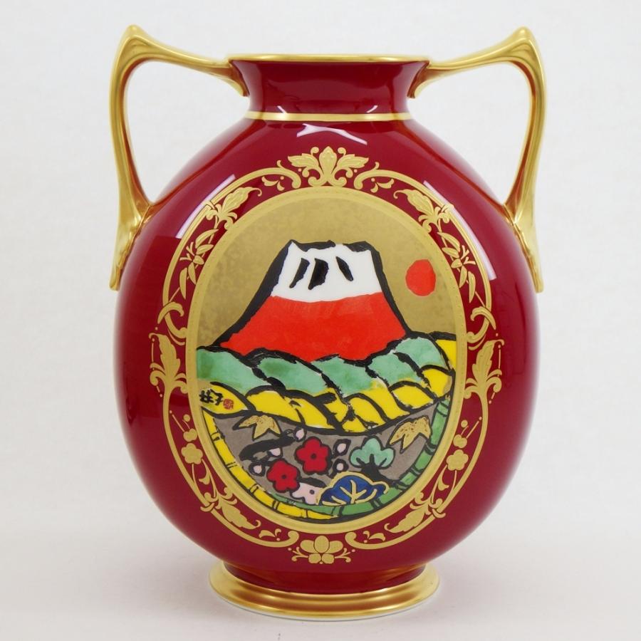 ノリタケ 片岡球子 辰砂飾り壷 めでたき富士 松坂屋150本限定作品 共箱