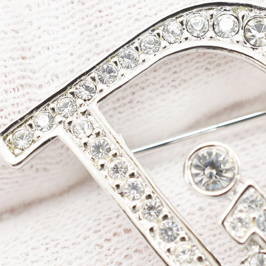 クリスチャンディオール Christian Dior ブローチ ロゴ ラインストーン