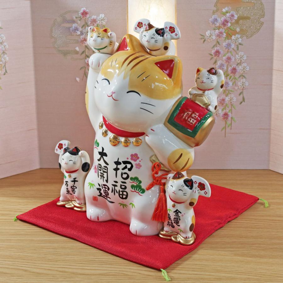 招き猫 置物 大きい 貯金箱 陶器 (彩絵招福大開運招き猫 特大 9号