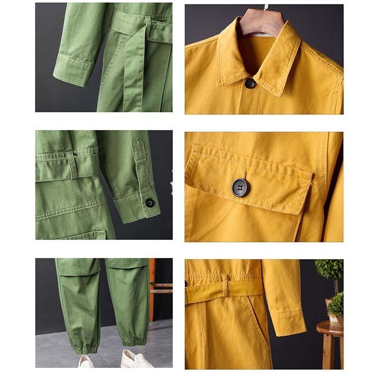 つなぎ ツナギ 綿 長袖 オーバーオール おしゃれ ヒップホップ