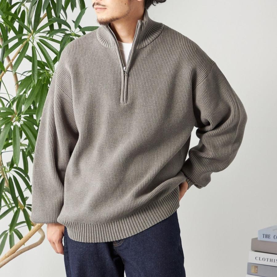 SHIPS any any: 〈手洗い可能〉ハーフジップ 畦編み ドライバーズ