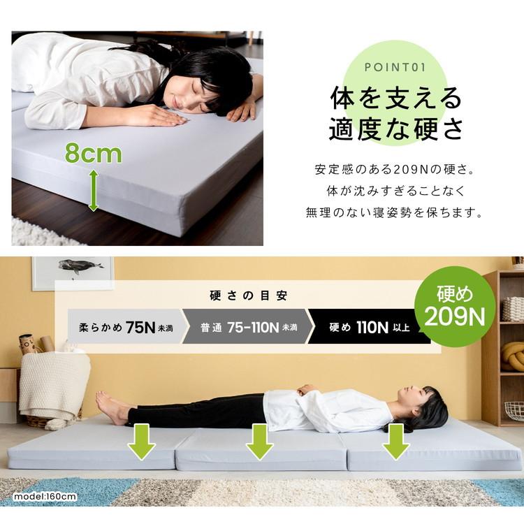 マットレス ダブル 敷布団 敷き布団 三つ折り 高反発マットレス