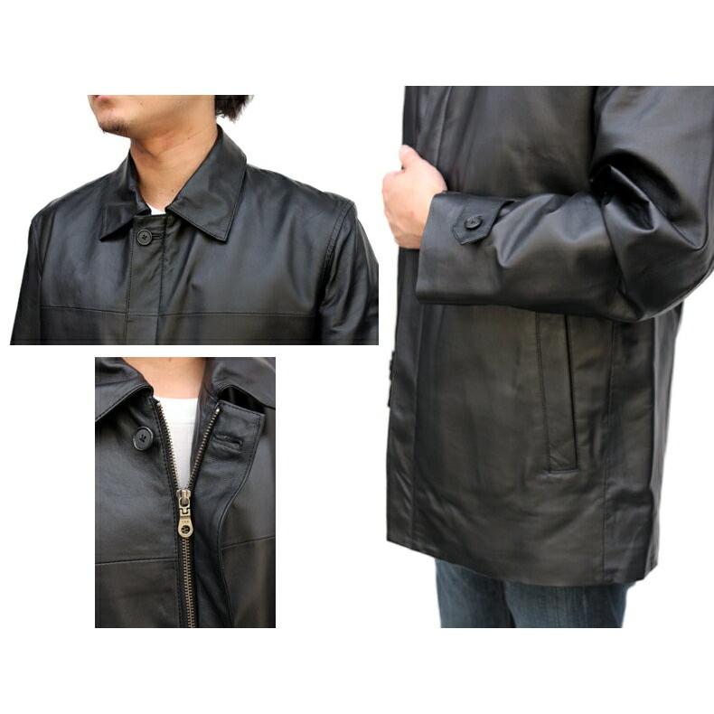 レザーコート メンズ ラム革レザーコート ハーフ丈レザーコート ステン