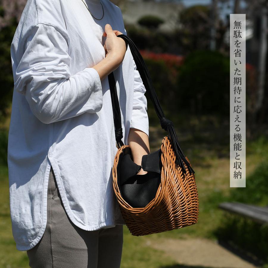ハンドバッグ ショルダーバッグ かごバッグ ラタン バスケット 牛革 本