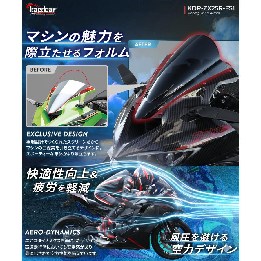 Kaedear（カエディア） ZX-25R ZX-4R スクリーン レーシング ウィンド