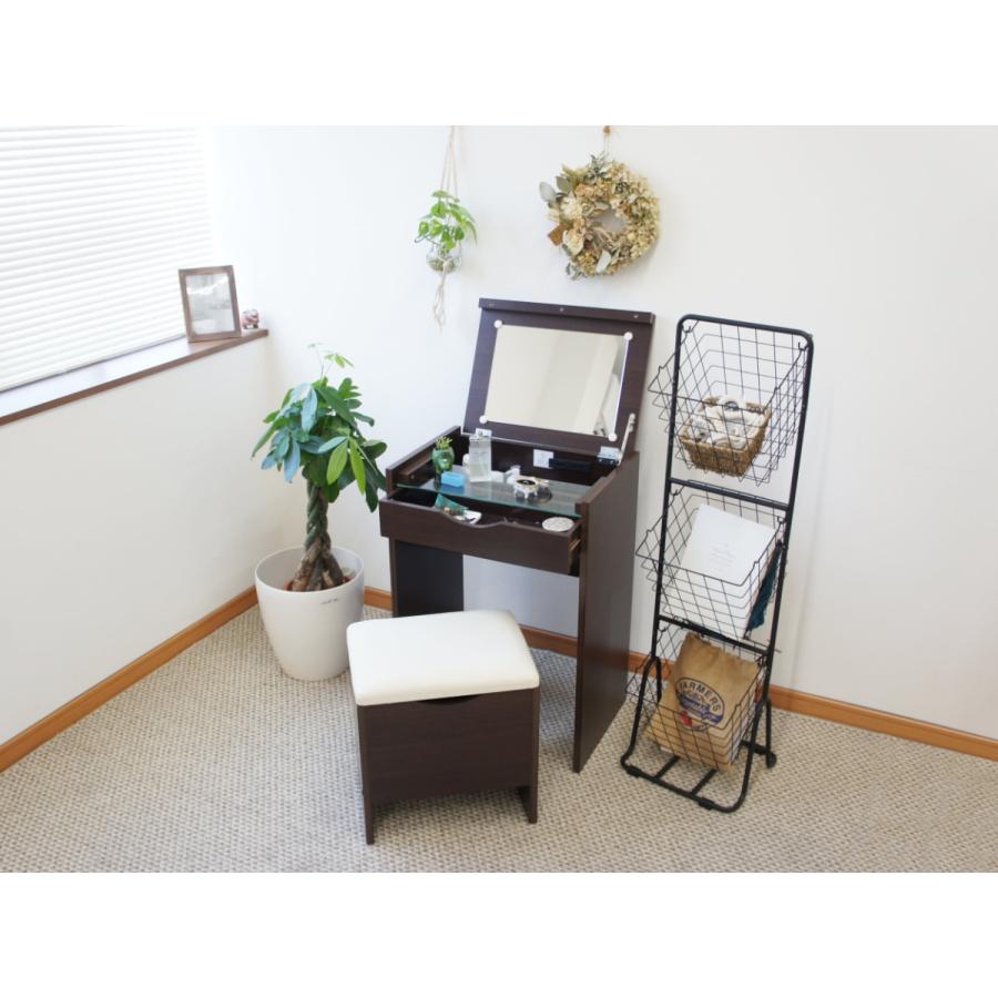 ドレッサー 鏡台 ミラー スツール付 化粧台 鏡 デスク 椅子 2点セット