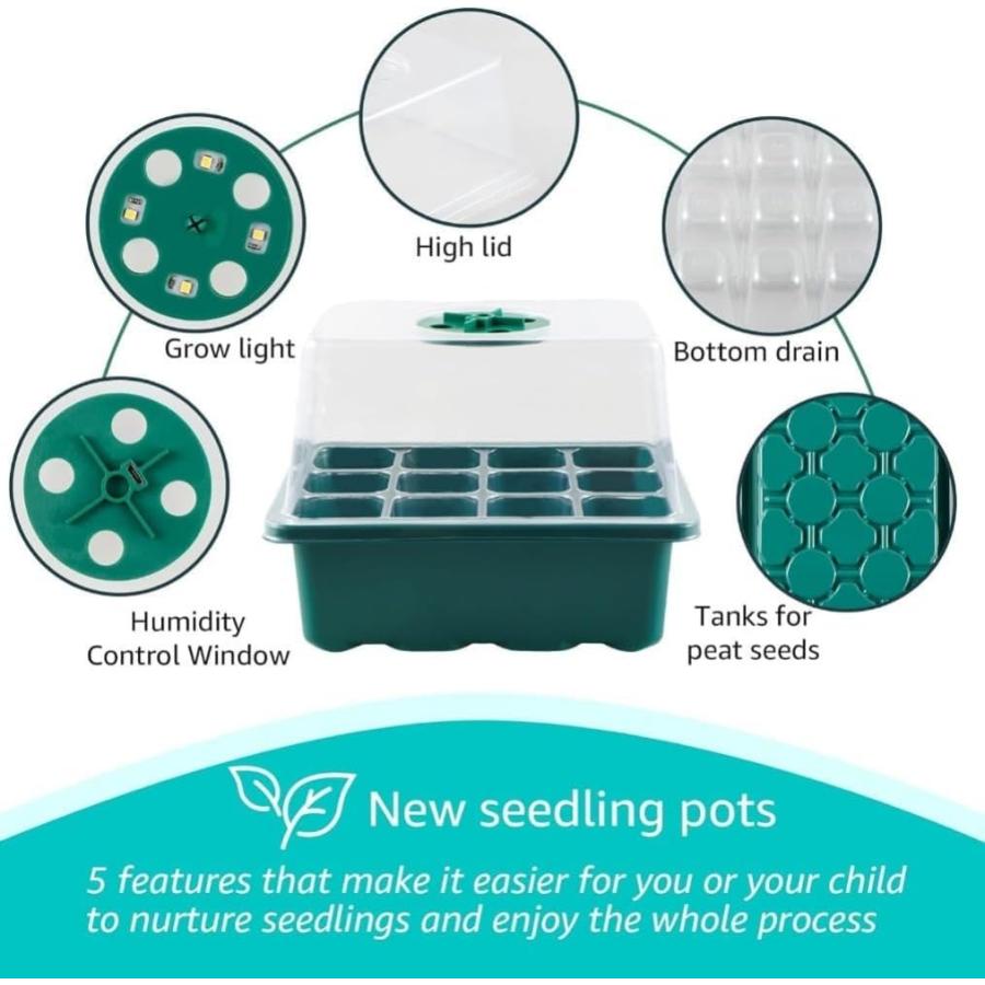 育苗ポット ライト付き 5個セット 12穴 育苗ボックス 育苗トレー 育苗