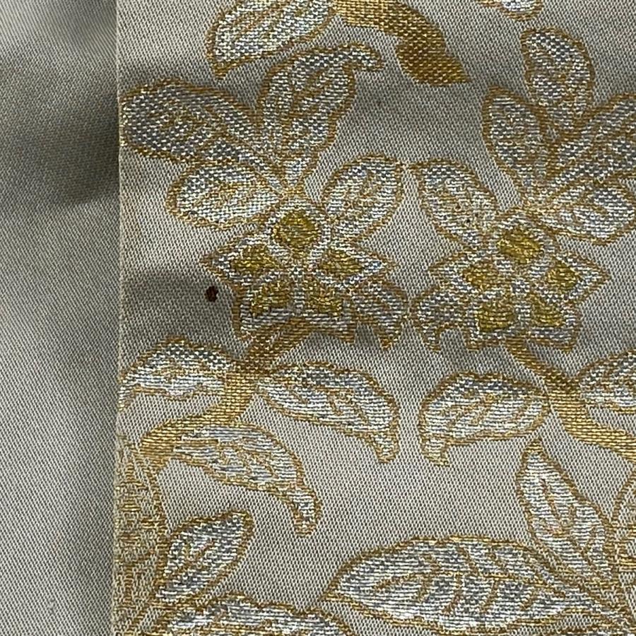 袋帯 逸品 龍村晋 落款あり 名物寿橘金襴 橘 文字 箔 金糸 灰色 全通