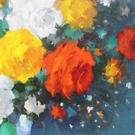 絵画 油絵 花バラ （春野修一） 【肉筆】【油絵】【花】 : 掛け軸