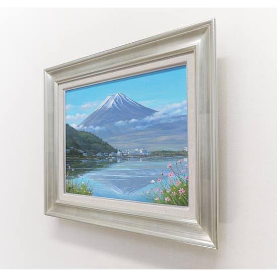 絵画 油絵 富士と河口湖 F30号 (関健造) 【海・山】【肉筆】【油絵