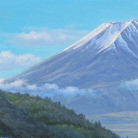 絵画 油絵 富士と河口湖 F30号 (関健造) 【海・山】【肉筆】【油絵