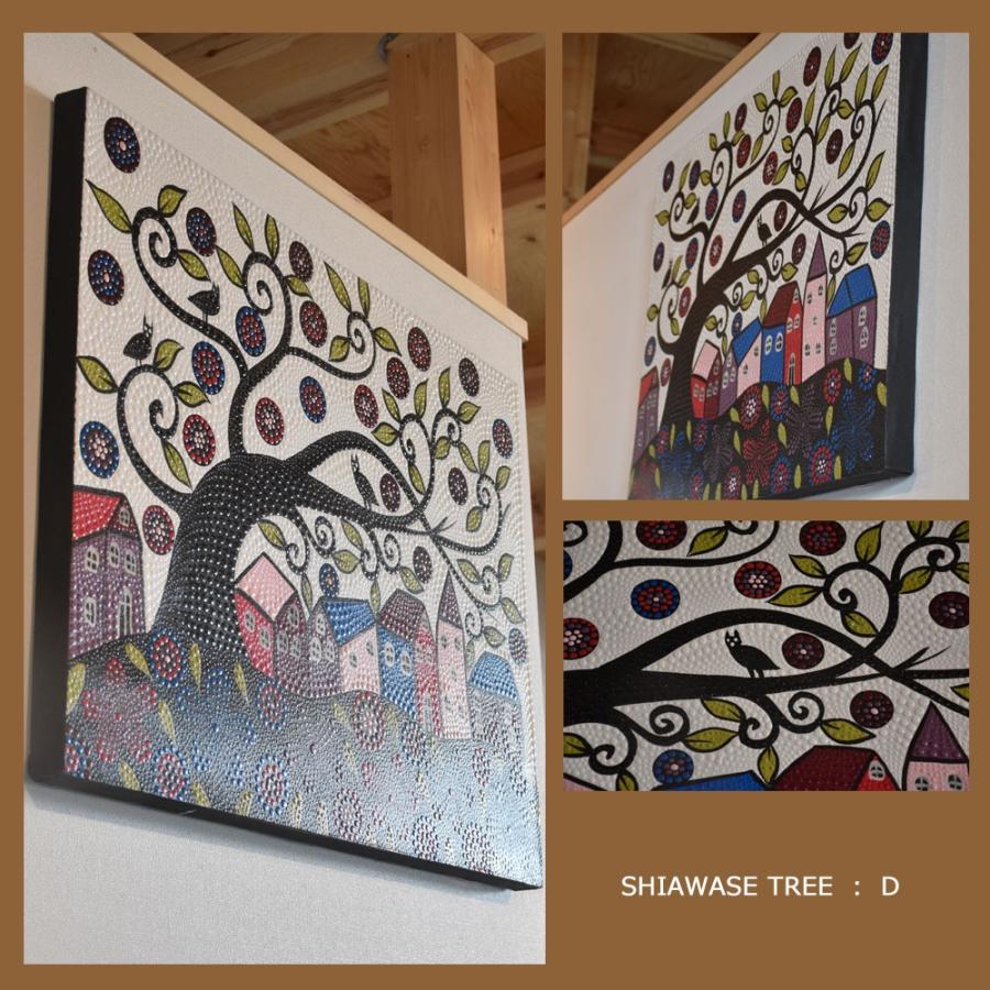 バリ絵画 SHIAWASE TREE バリ ドットアート バリアート 絵画 バリ島