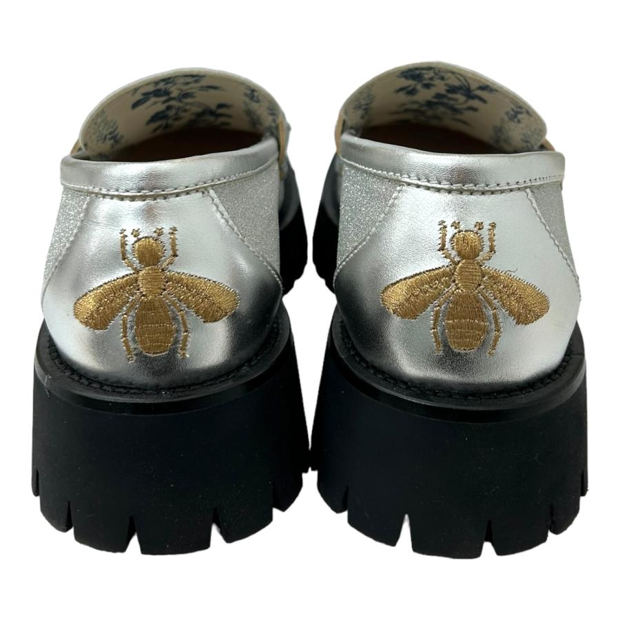 GUCCI（グッチ） ホースビットローファー Bee ラメ シルバー系