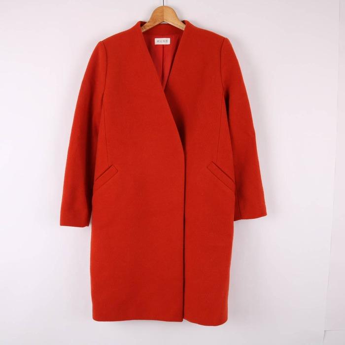 PLST（プラステ） ノーカラーコート ウール混 無地 アウター