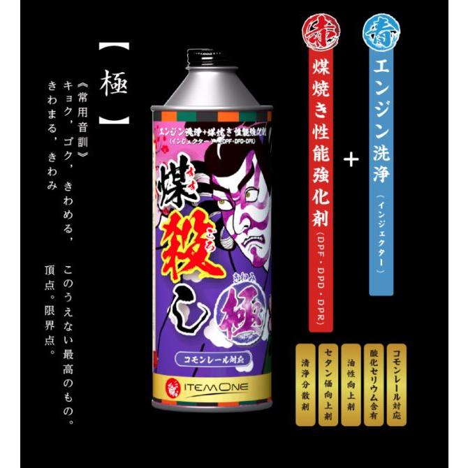 煤殺し 極 エンジン洗浄剤+煤焼き性能強化剤 トラック用 500ml