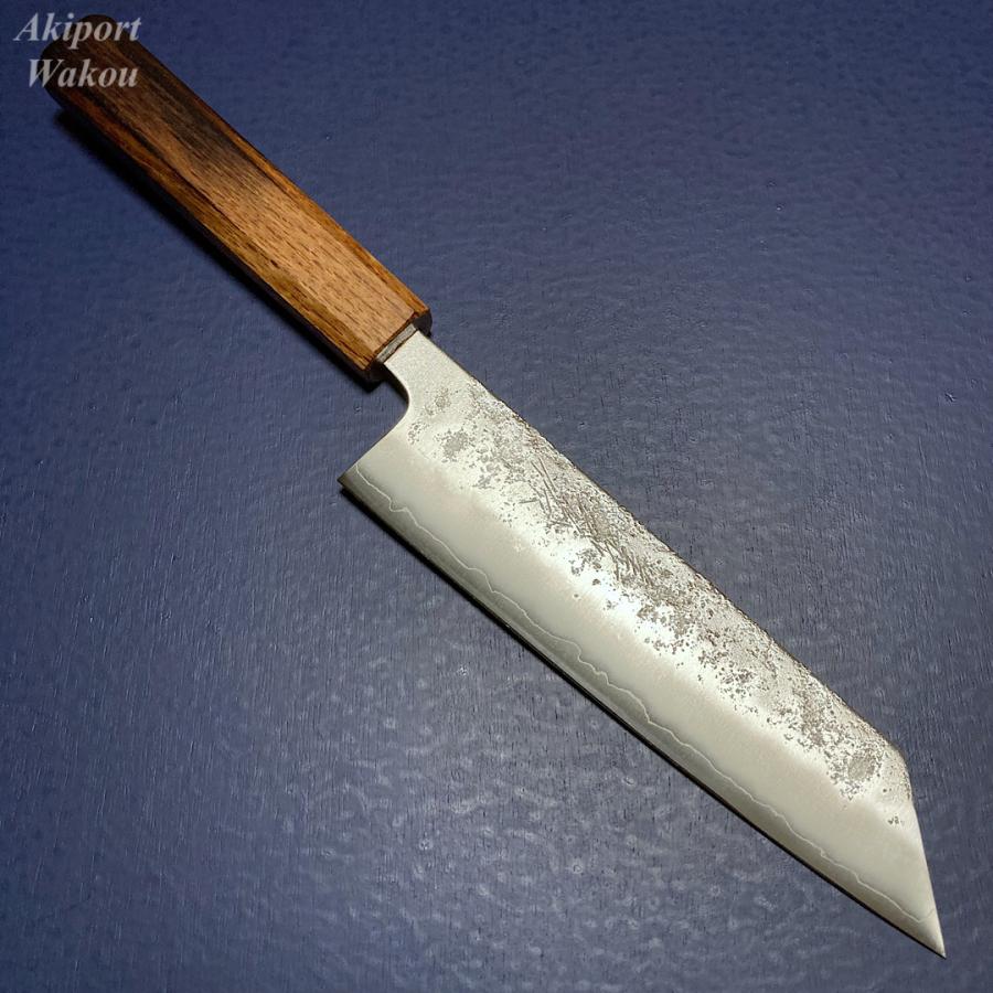 包丁 文化包丁 170mm 義弘作 銀三鋼 銀紙三号 梨地仕上げ 樫焼漆柄