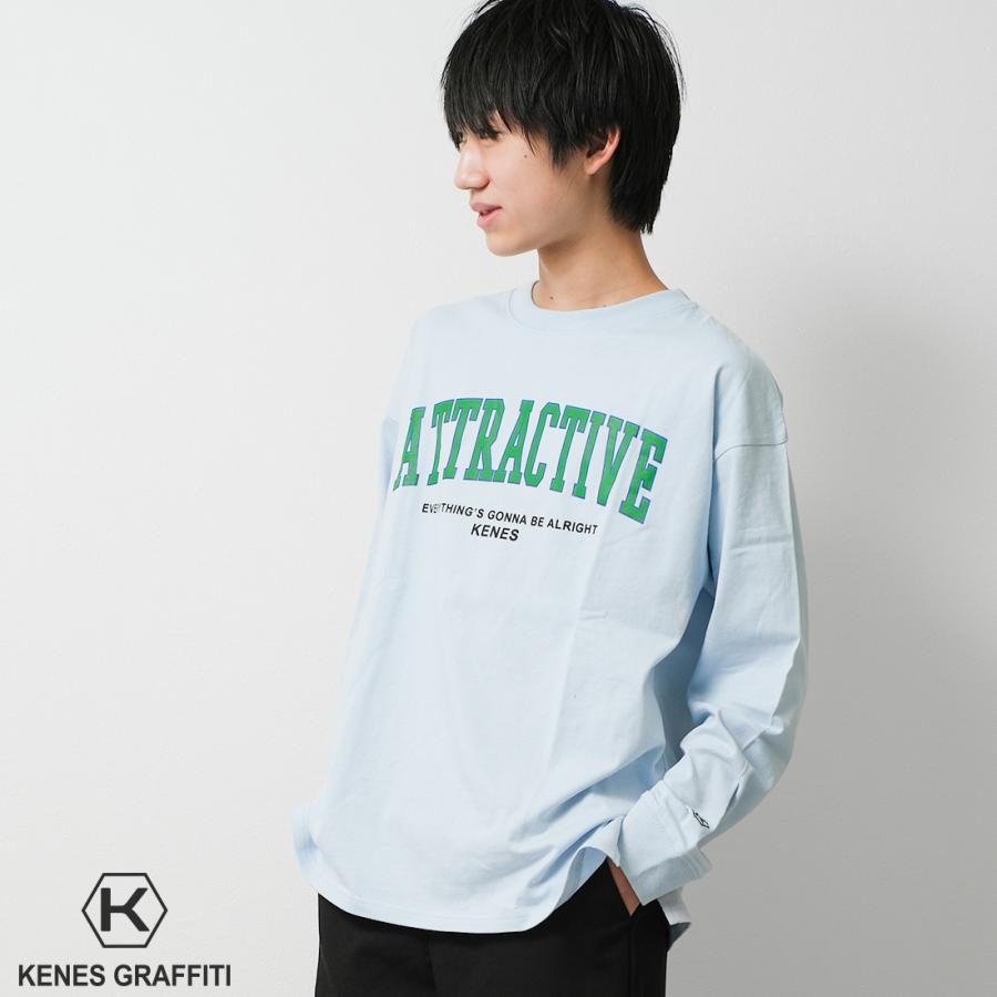 メンズ アーチロゴプリントロングTシャツ ビッグシルエットトップス