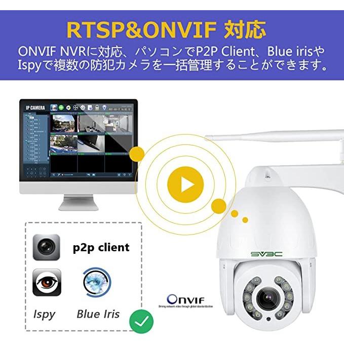 SV3C防犯カメラ 500万画素 wifi ワイヤレス 夜間カラー撮影可能 人体