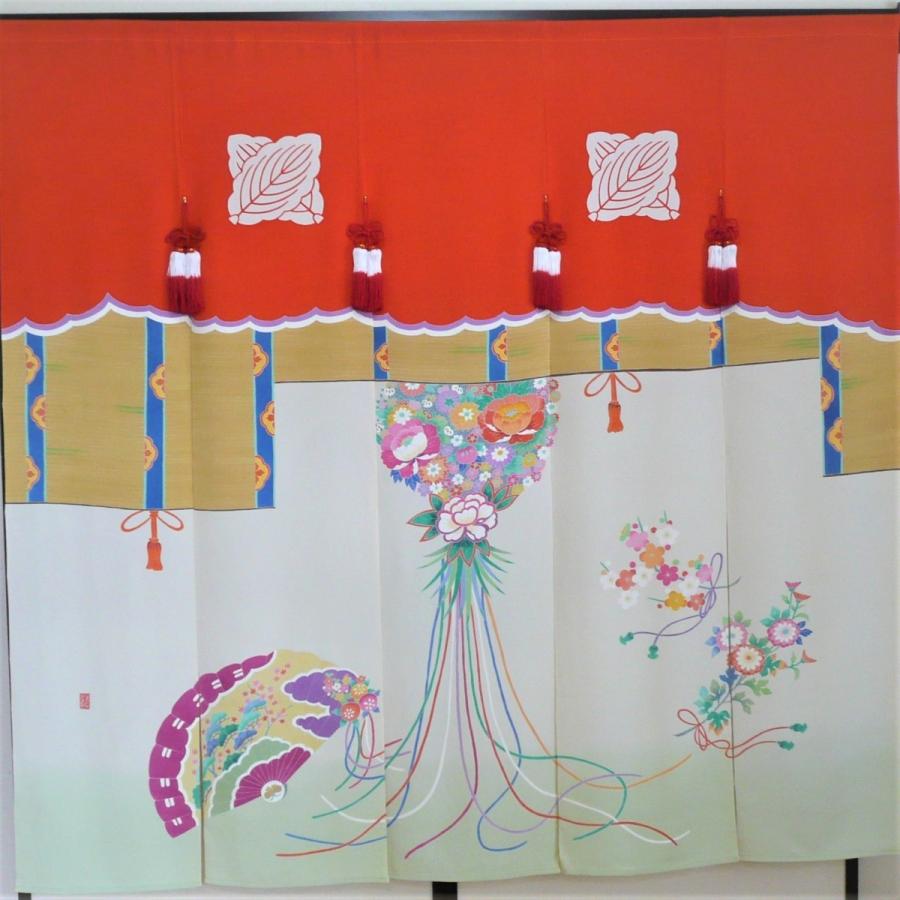 加賀友禅 花嫁のれん 花嫁暖簾 くす玉2 本染め 花嫁のれん号、花嫁