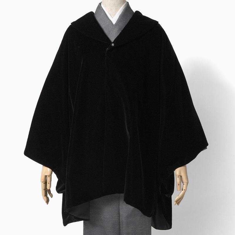 ケープ コート ベルベット 黒 ファー シック シンプル ビロード