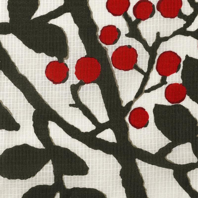 浴衣 竹久夢二 木の実 綿紅梅 芸艸堂 オフ白 赤 黒 南天 植物 UNSODO