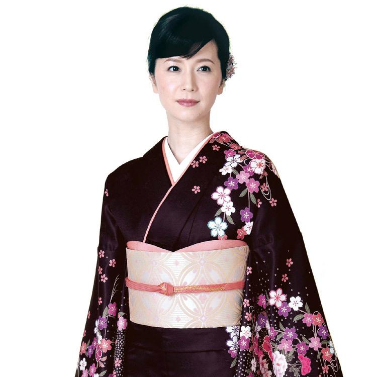 H.L（アッシュ・エル） 訪問着 5点セット 洗える 濃赤紫地 桜尽くし柄