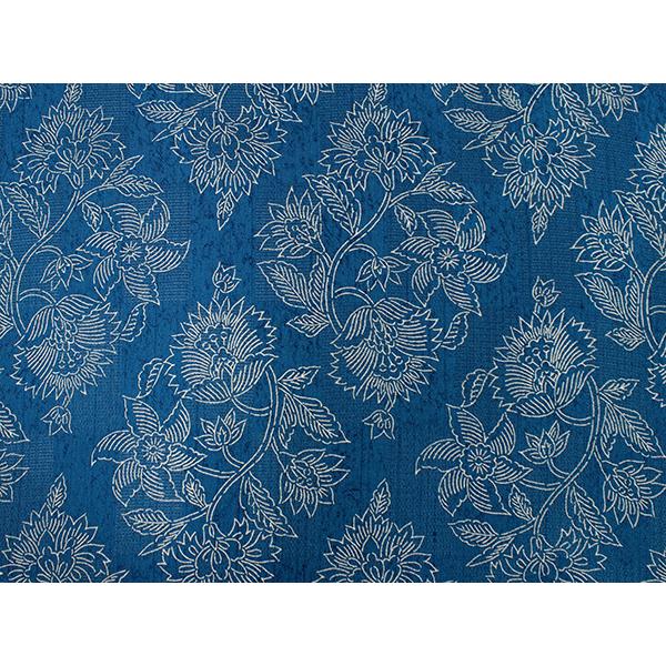 夏着物 反物 正絹 紬 フルオーダー 仕立て付き 暗い藍色 花唐草 丹後