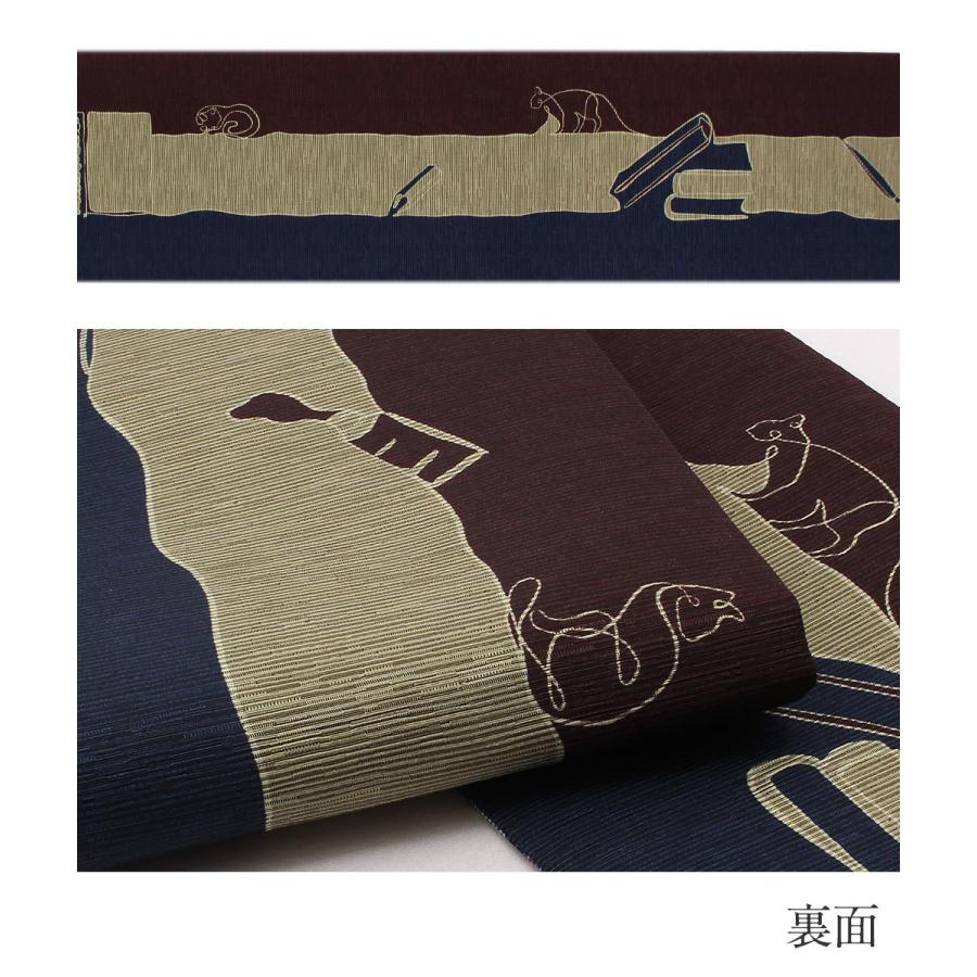 召しませ華 半幅帯 正絹 リバーシブル 召しませ花 黒 色えんぴつ 日本