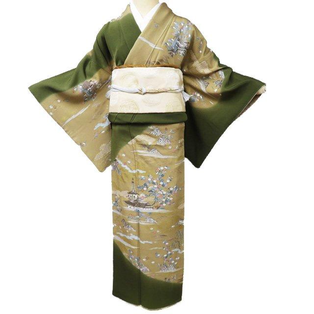 FINAL PRICE ／ 特選 訪問着 着物 中古 正絹 汕頭刺繍 スワトウ 風景