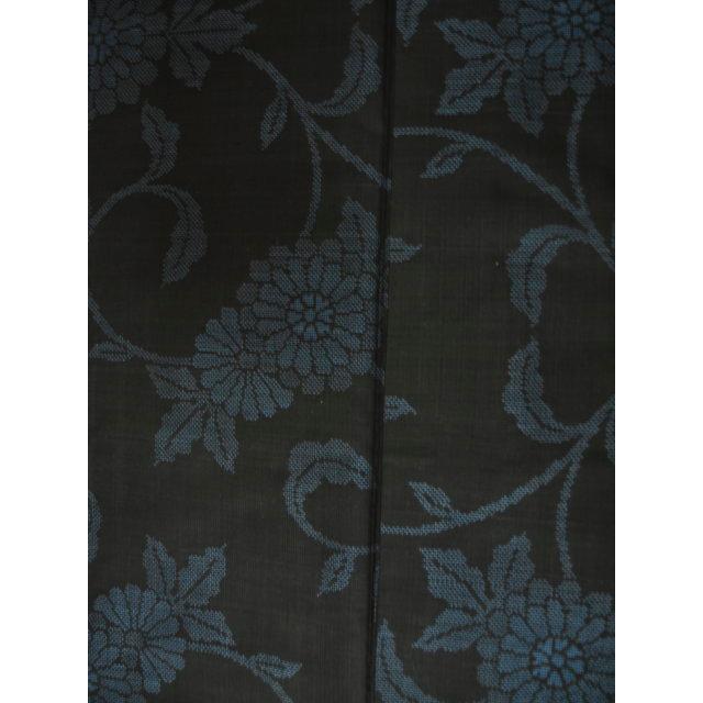 大幅値下げ！本場大島紬 0091 袷 難傷あり 純泥染 旗印 黒藍色系