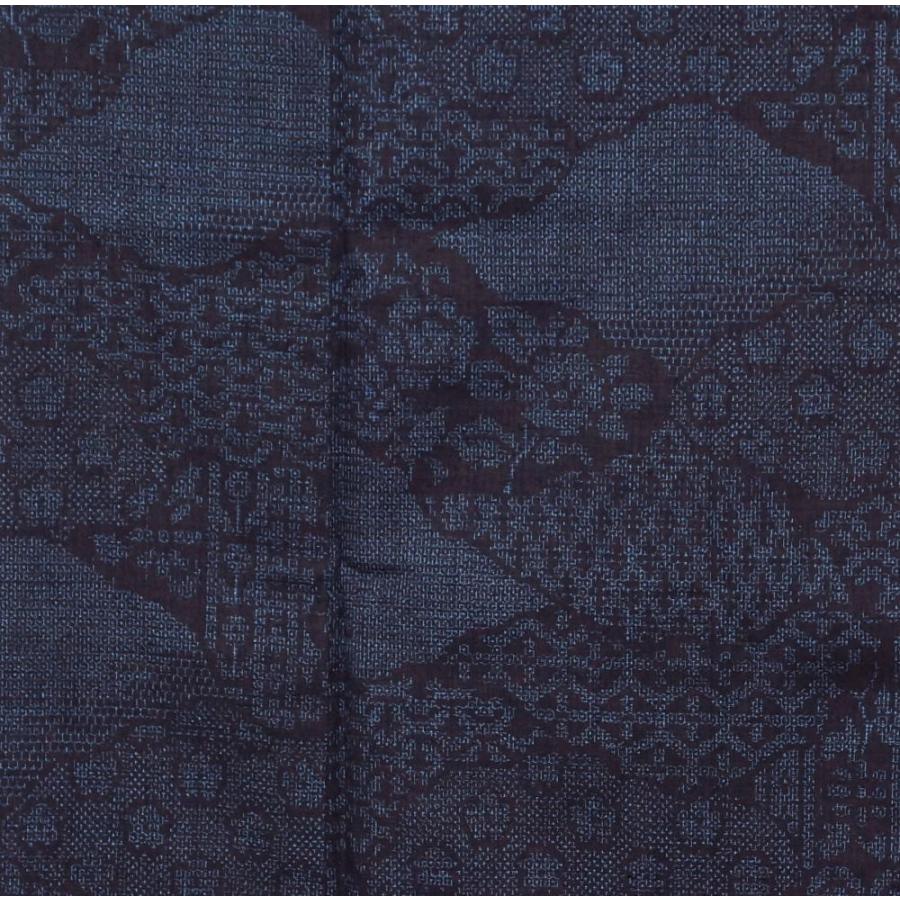 本場 結城紬 雲に寄せ模様 重要無形文化財 本結城 証紙付き 濃紺色