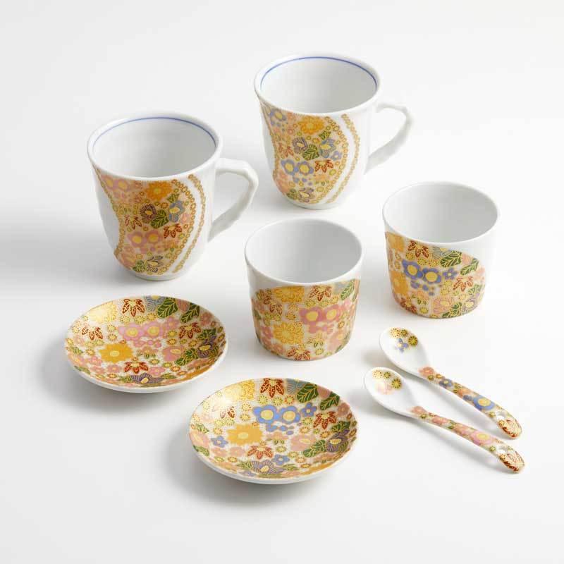 九谷焼 花詰 8点セット 【吉右衛門窯 限定セット】 おしゃれ 和食器