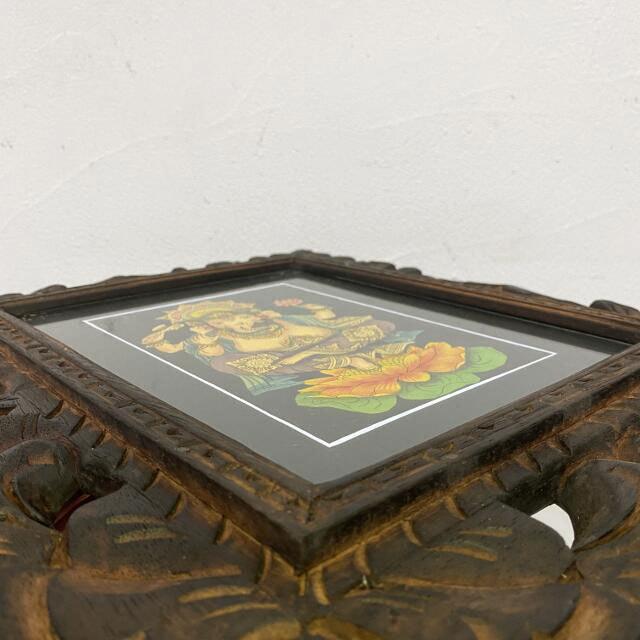 バリ絵画 神獣の絵 ガネーシャ W33×H38 5タイプ ガラス 額付き バリ島