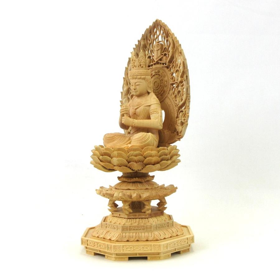 仏像 大日如来 座像 金剛界 智慧 2.5寸 飛天光背 八角台 柘植 真言宗