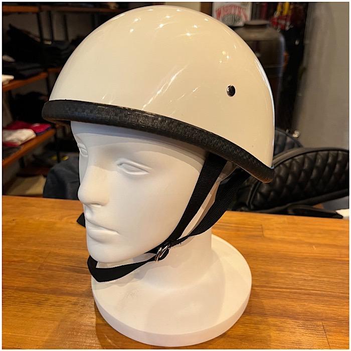スモーキータイプ ハーフヘルメット 装飾用 つやありアイボリー : 黒革