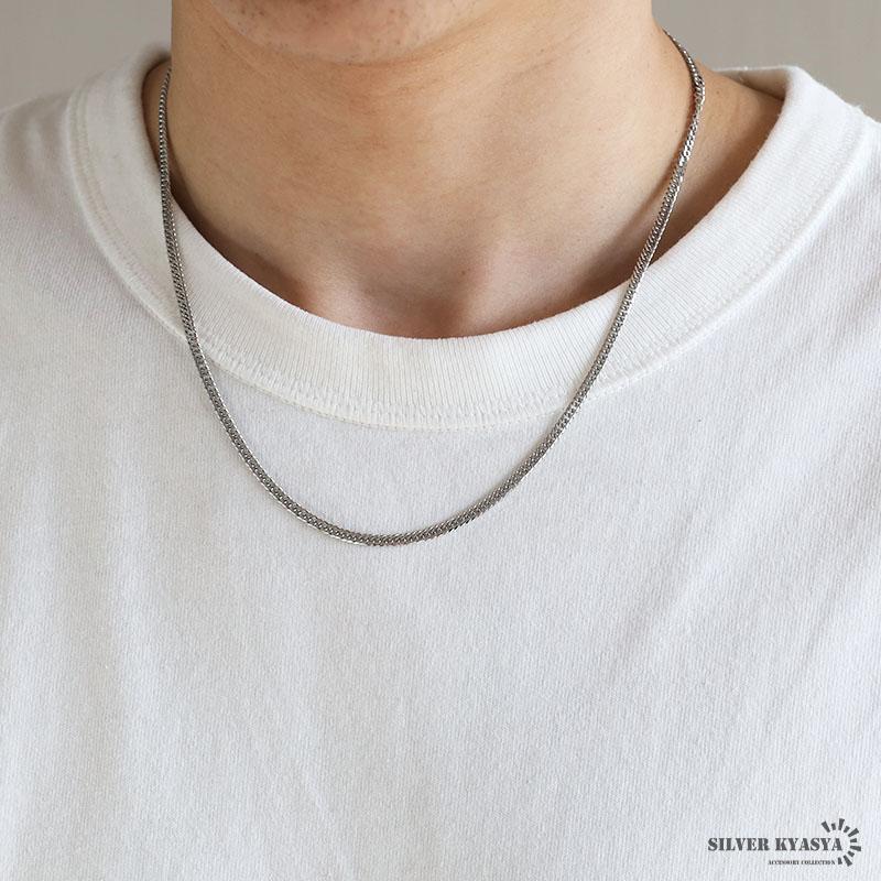幅3mm ステンレス ダブル喜平チェーンネックレス 6面カット silver