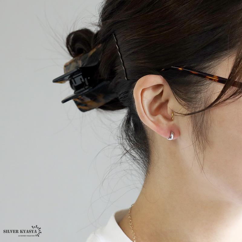 シルバー925 シルバー 極小フープピアス ミニマム 小ぶり 太め 太幅