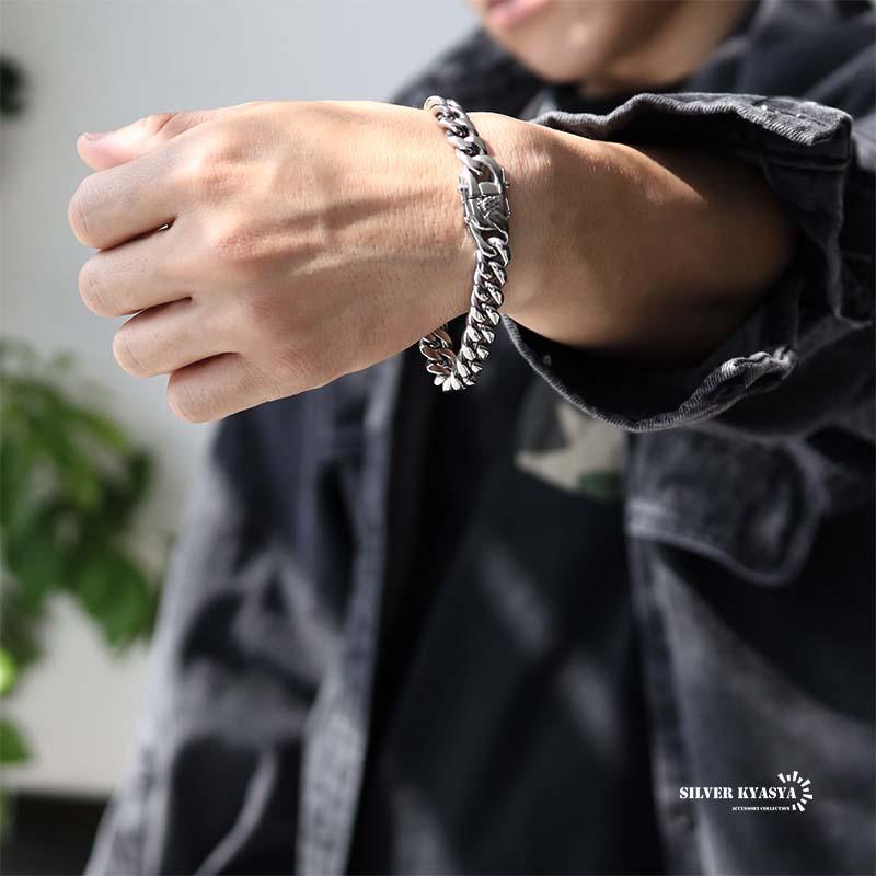 316L 幅10mm メンズ ブレスレット シルバー 喜平チェーン B系 喜平