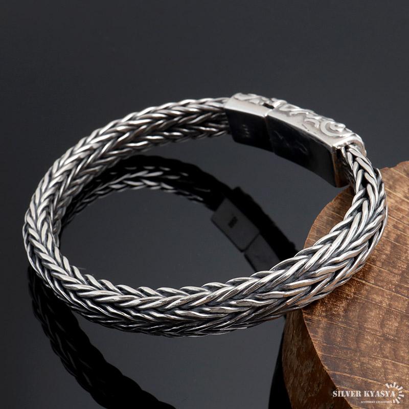 シルバー925 スカルブレスレット メンズ チェーンブレスレット 重厚