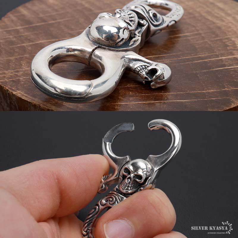 シルバー925 スカル キーリング キーホルダー キーフック S925