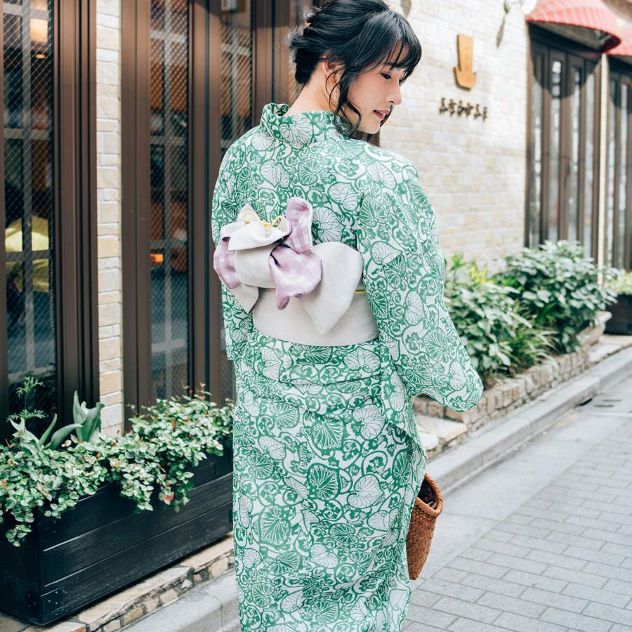 レディース 浴衣 単品 綿麻【07】麻混 高級 ゆかた ホワイト系