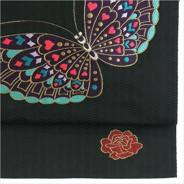 名古屋帯 正絹 黒 蝶 〜蝶に牡丹〜 ブラック 京玉響 西陣織 : 名古屋帯