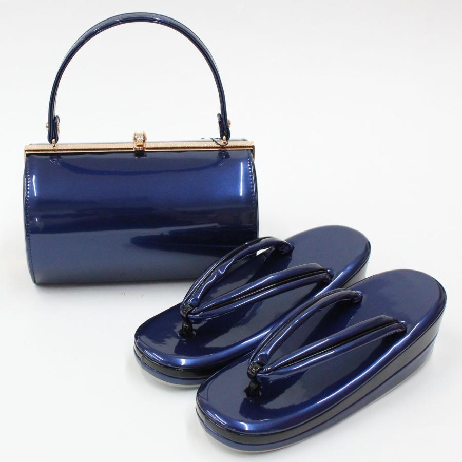 草履バッグセット 成人式 振袖 草履 バッグ レディース 紺 ネイビー 青