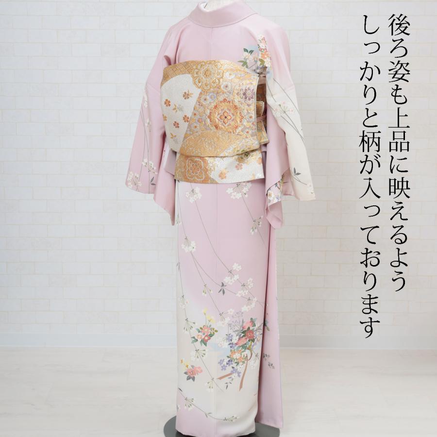 訪問着 レンタル 正絹 京友禅 ピンク撫子色 草花 着物 七五三 お宮参り