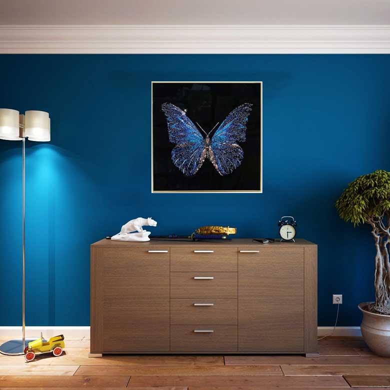 アートフレーム バタフライ キラキラアート 蝶 ゴールドフレーム