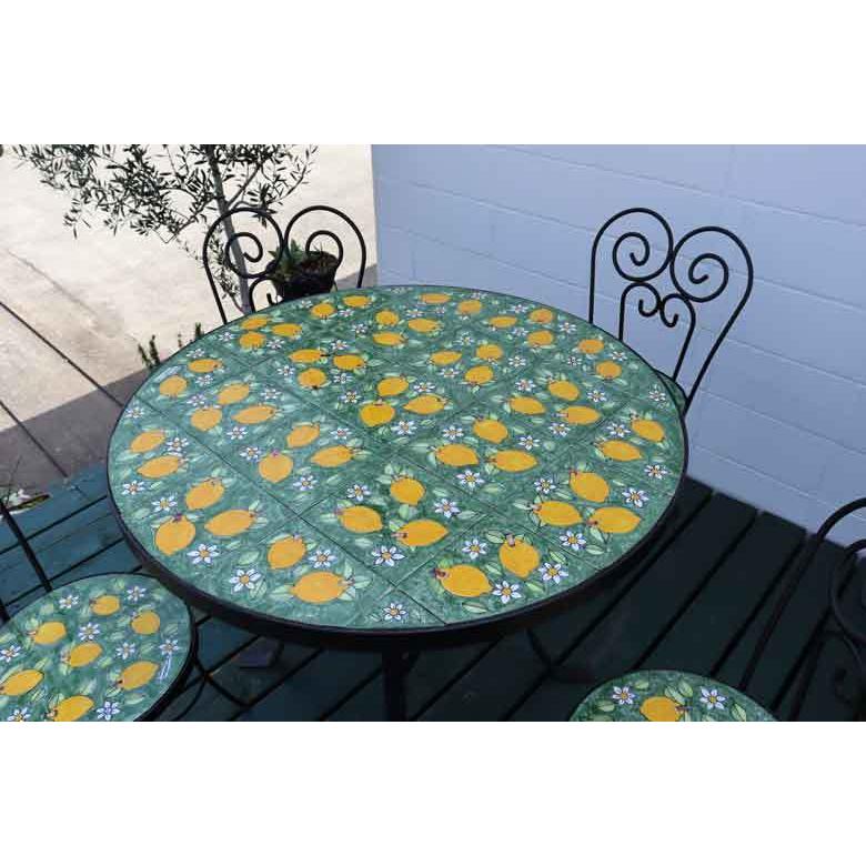 イタリア テーブルセット レモン ガーデンテーブル チェア 5点セット