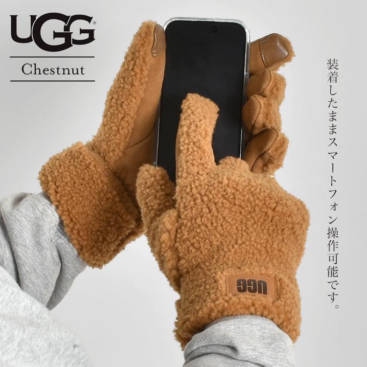 UGG（アグ） グローブ 手袋 ボア メンズ スマホ対応 防寒 防風 暖かい