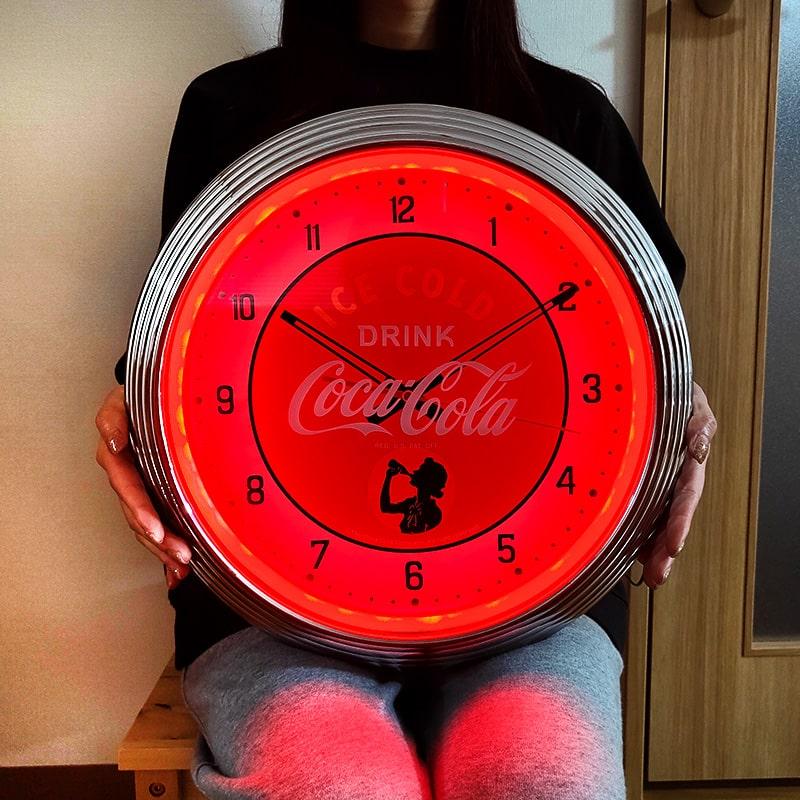 Coca Cola（コカコーラ） ネオンクロック 掛時計 LEDライト グリーン