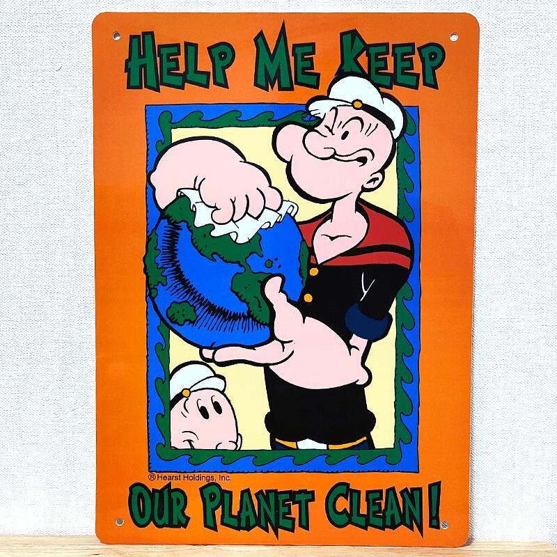 アメリカン レトロ オープン 看板 プラサインボード ポパイ PLANET